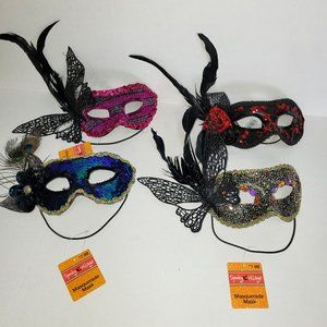 4PC Masquerade Masks for Halloween, Carnivale, Mardi Gras